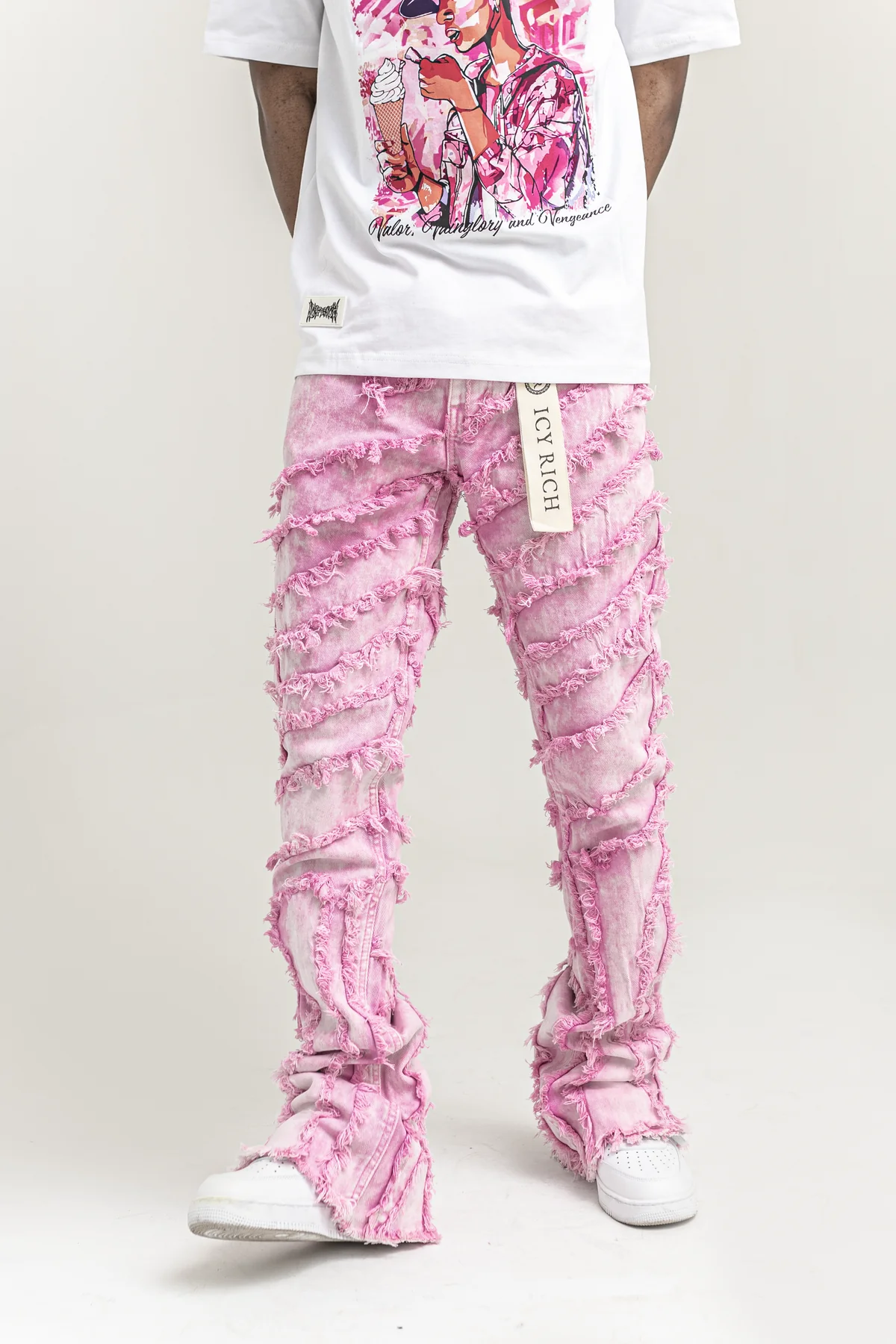 Pink Frayed Denim