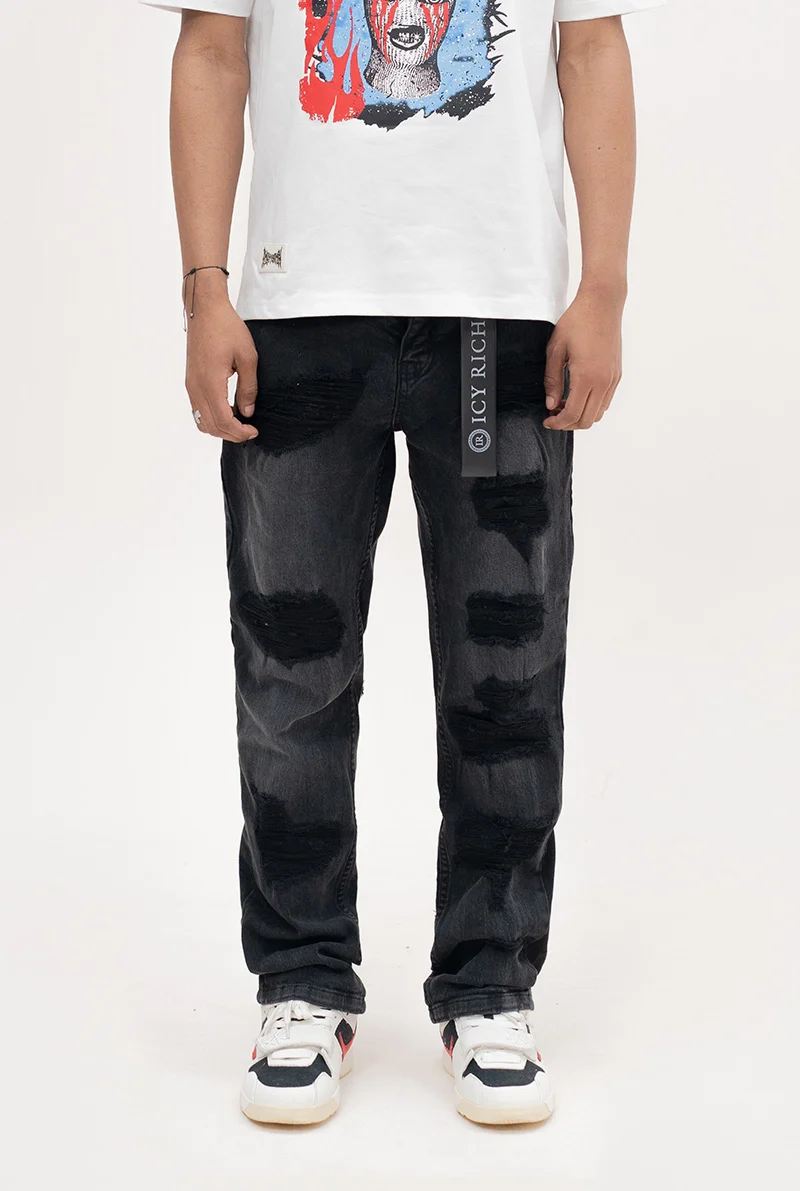 Black Distressed Denim